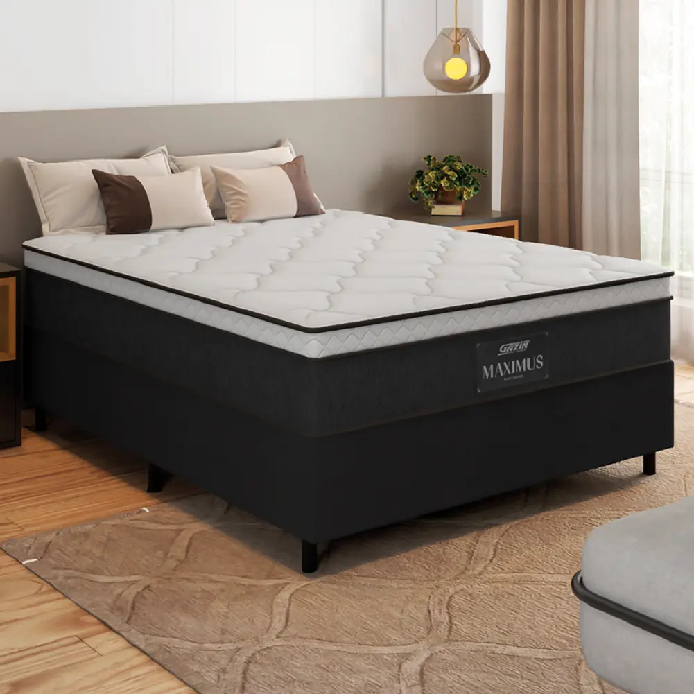Cama Box Casal Gazin Maximus Molas Ensacadas 138x188cm - Cinza — foto 3
