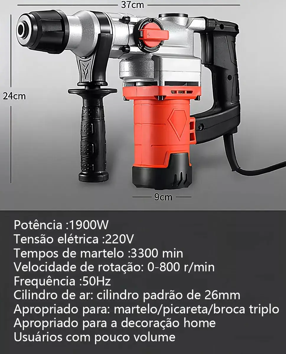 Martelete Rompedor Furadeira 2000W SDS Plus Profissional — foto 3