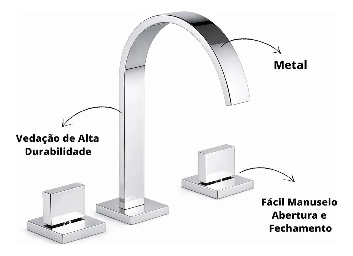 Torneira Misturador Lavatório Slim Bicomando Cromado — foto 3