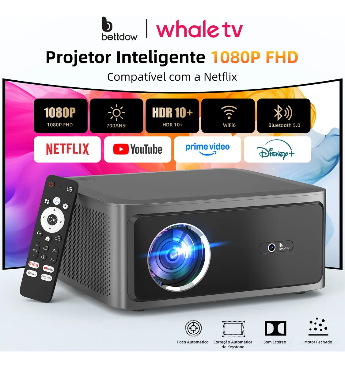 Bettdow Ac1071 Projetor 1080p 1000 ANSI Lumens Wi-Fi — foto 3