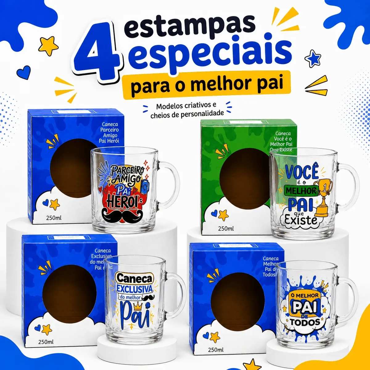 Kit 48 Canecas de Vidro Datas Especiais 320ml — foto 3