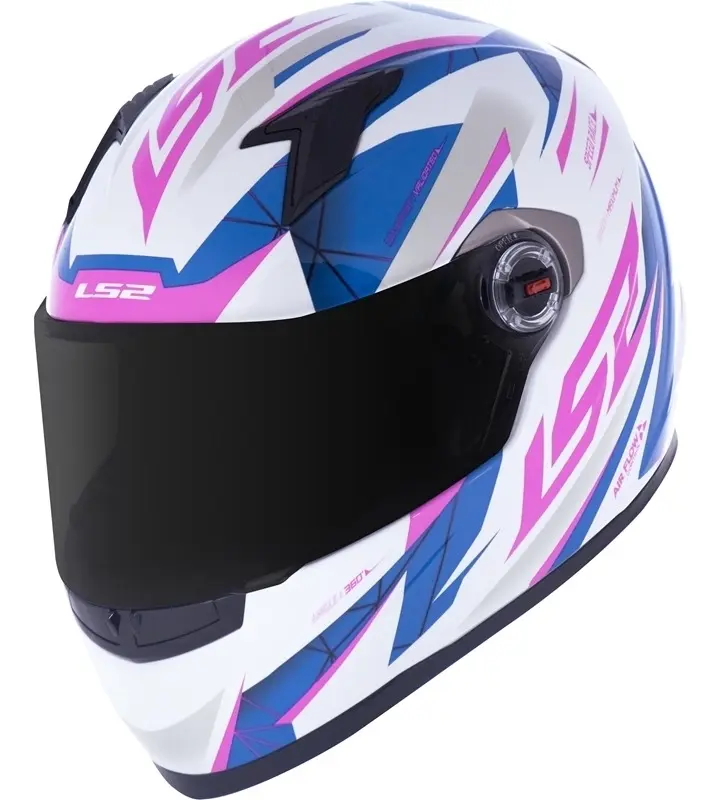 Capacete LS2 FF358 Draze Branco Rosa e Azul — foto 3