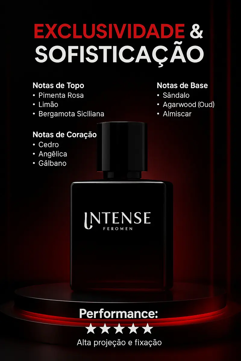 Perfume Masculino Feromen INTENSE 50ml Amadeirado Aromático — foto 3