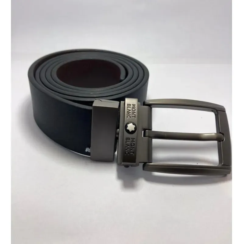 Cinto Mont Blanc Reversível Couro Preto e Marrom Masculino — foto 3