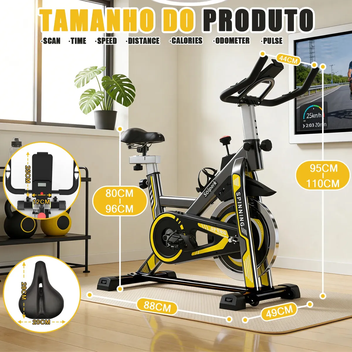 Bicicleta Spinning Romantic Crown Preto - Roda de Inércia 10kg — foto 3