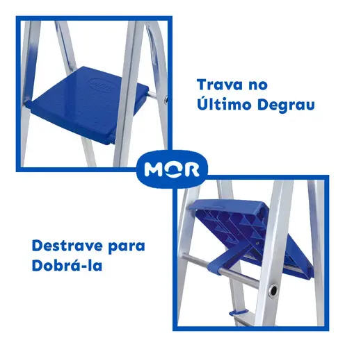 Escada Doméstica Mor 5103 Alumínio 5 Degraus — foto 4