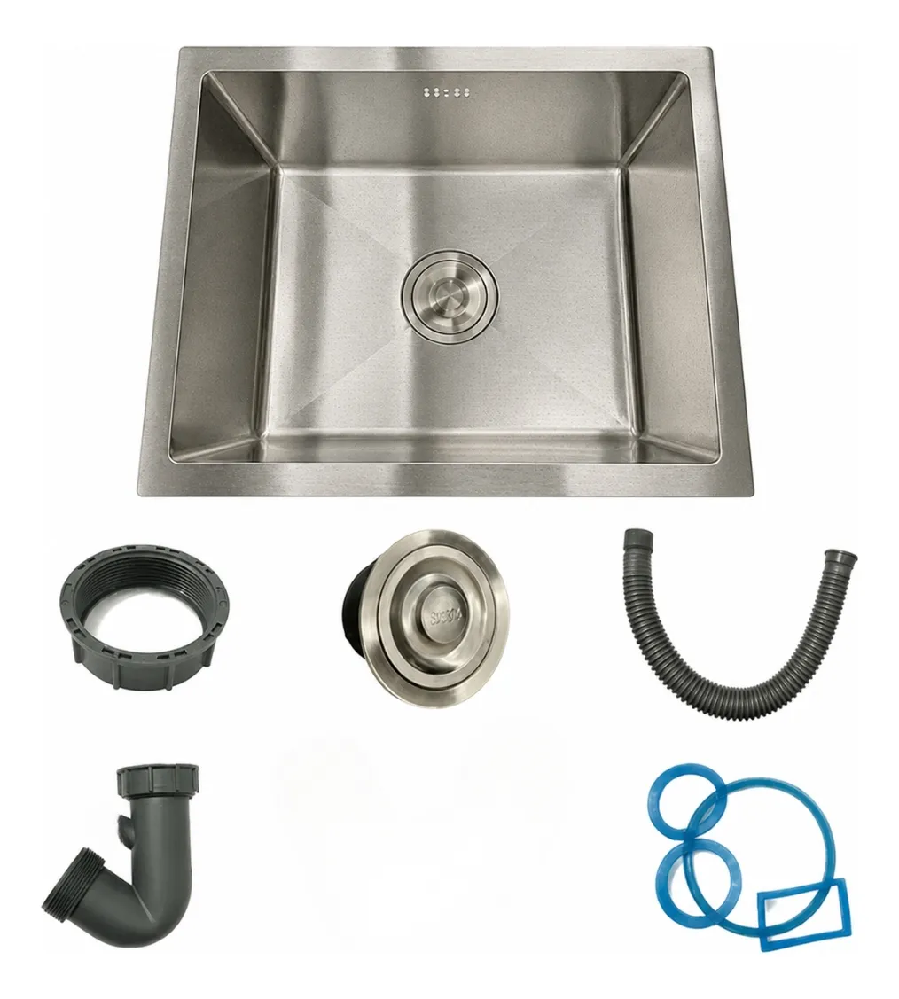 Cuba Inox Escovado Quadrada 50x40 cm Gourmet com Acessórios - CASA MOLIE — foto 4