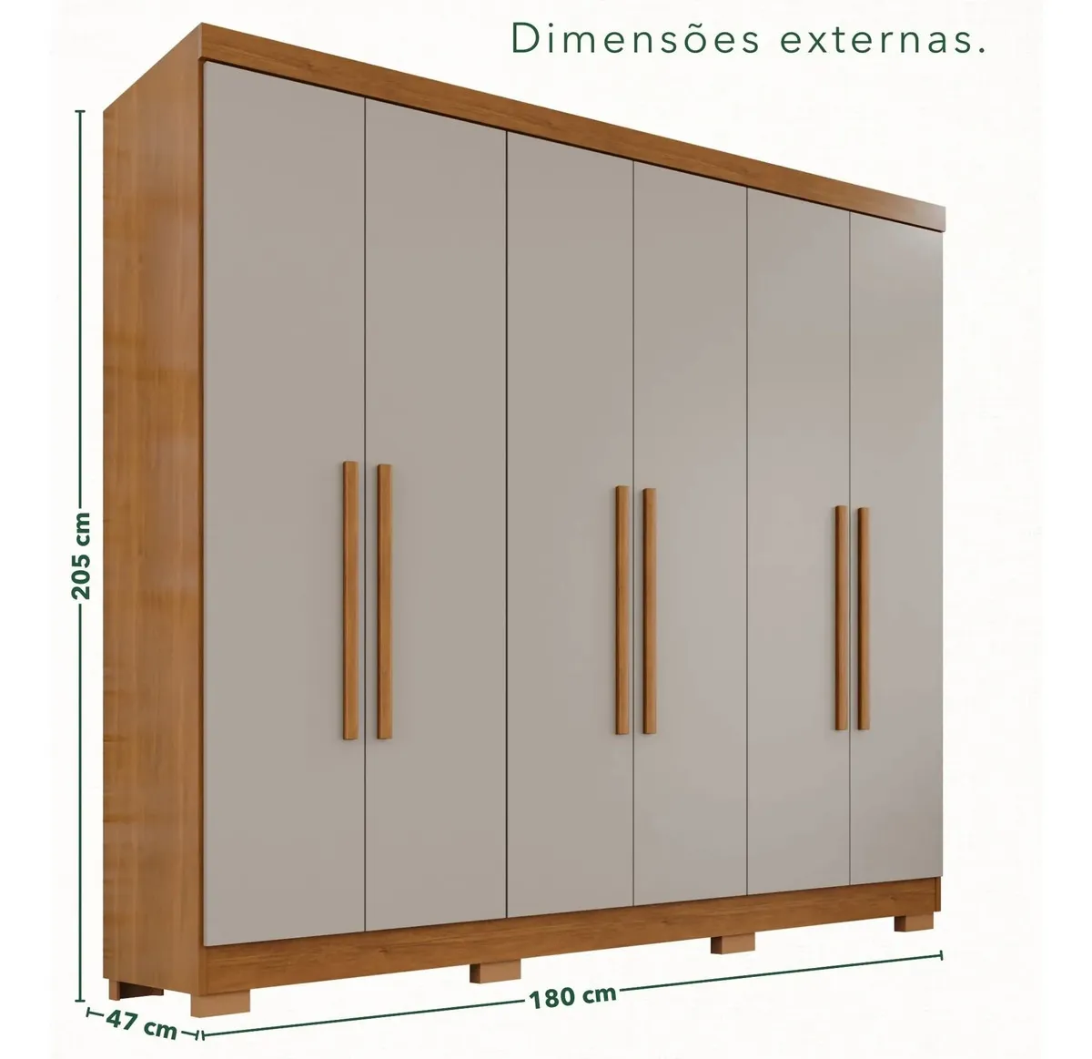 Guarda-roupa Casal 6 Portas 2 Gavetas França - Cinamomo/Off-White — foto 4