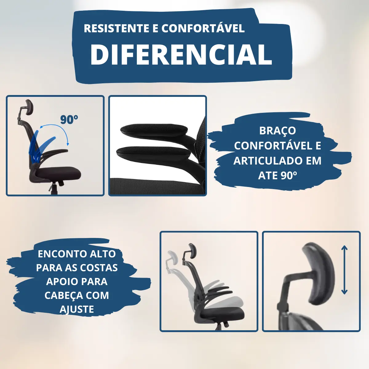 Cadeira de Escritório Presidente Office - Suporta até 150kg — foto 4