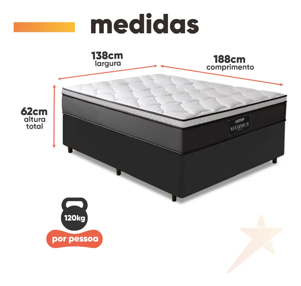 Cama Box Casal Gazin Maximus Molas Ensacadas 138x188cm - Cinza — foto 4