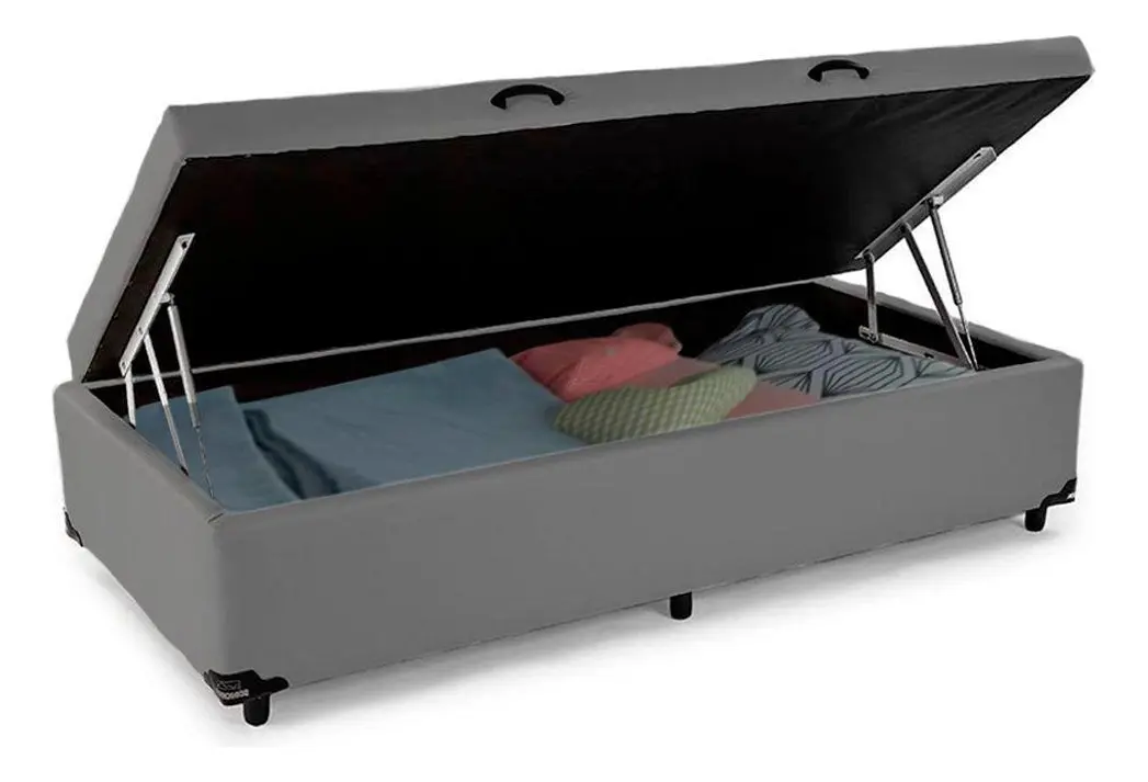 Cama Box Baú Solteiro Sereneprime Sintético Cinza 88x188x44 — foto 4