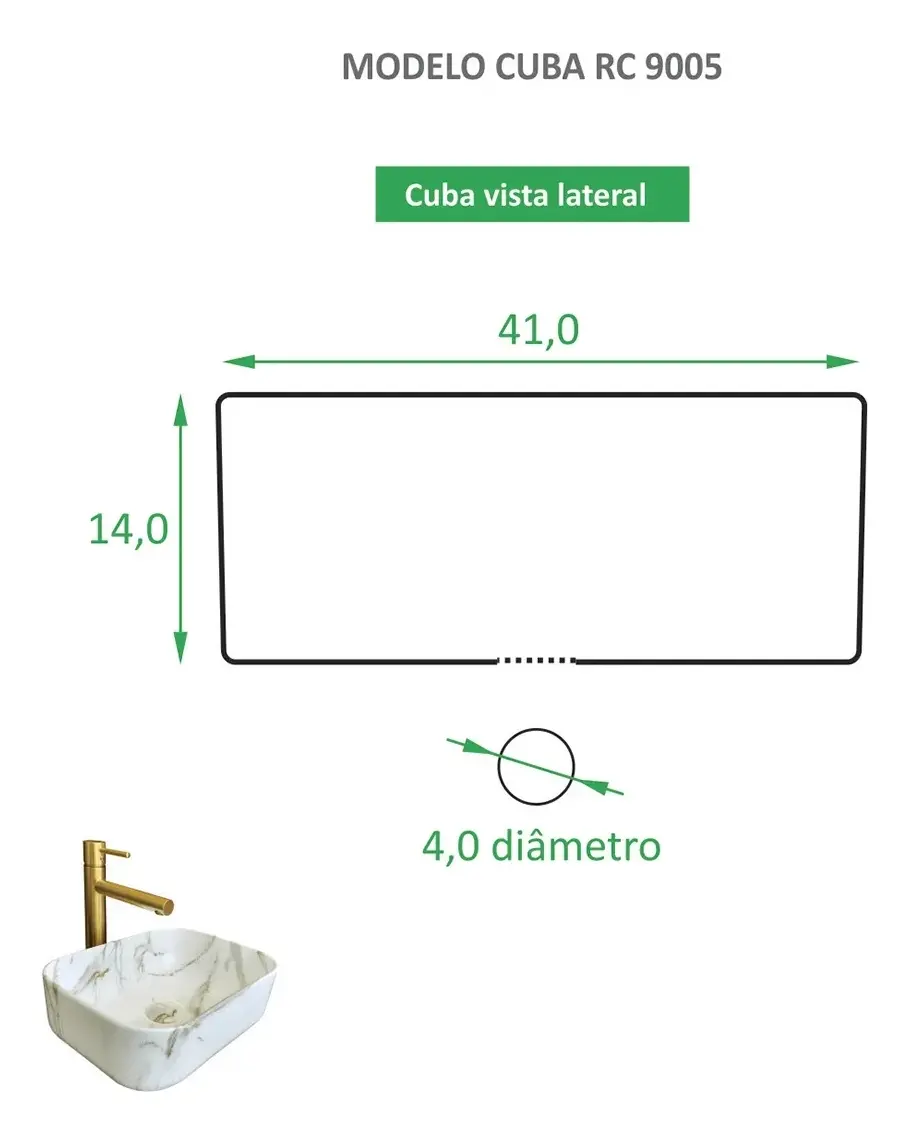 Cuba Pia de Apoio Cerâmica Marmorizada Retangular 30.5cm x 41cm — foto 4