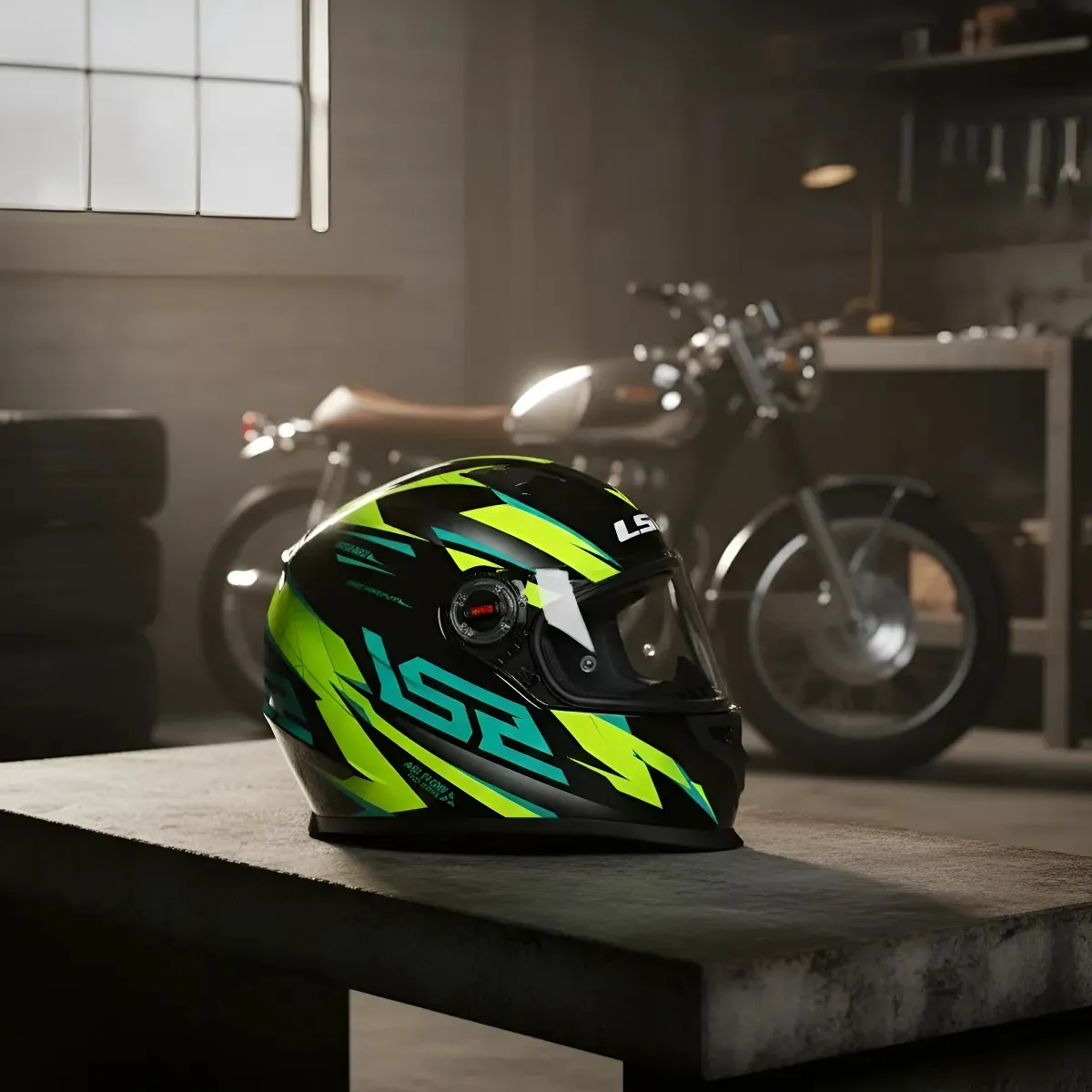 Capacete LS2 FF358 Classic Draze Preto / Amarelo Fluor - Tamanho 59/60 — foto 4