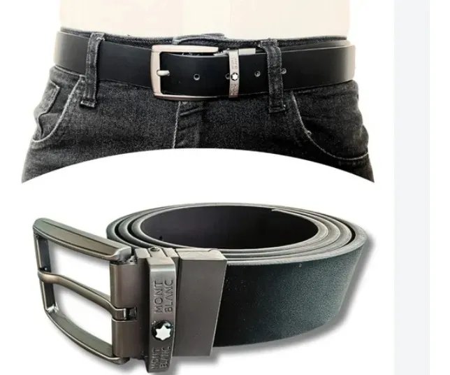 Cinto Mont Blanc Reversível Couro Preto e Marrom Masculino — foto 4