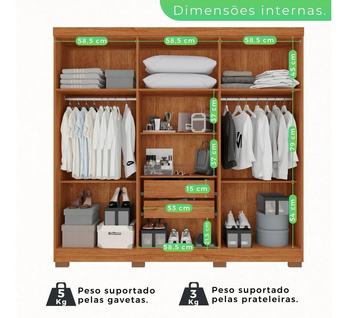 Guarda-roupa Casal 6 Portas 2 Gavetas França - Cinamomo/Off-White — foto 5