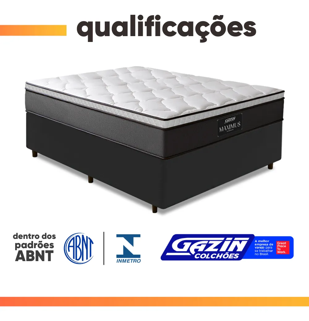 Cama Box Casal Gazin Maximus Molas Ensacadas 138x188cm - Cinza — foto 5