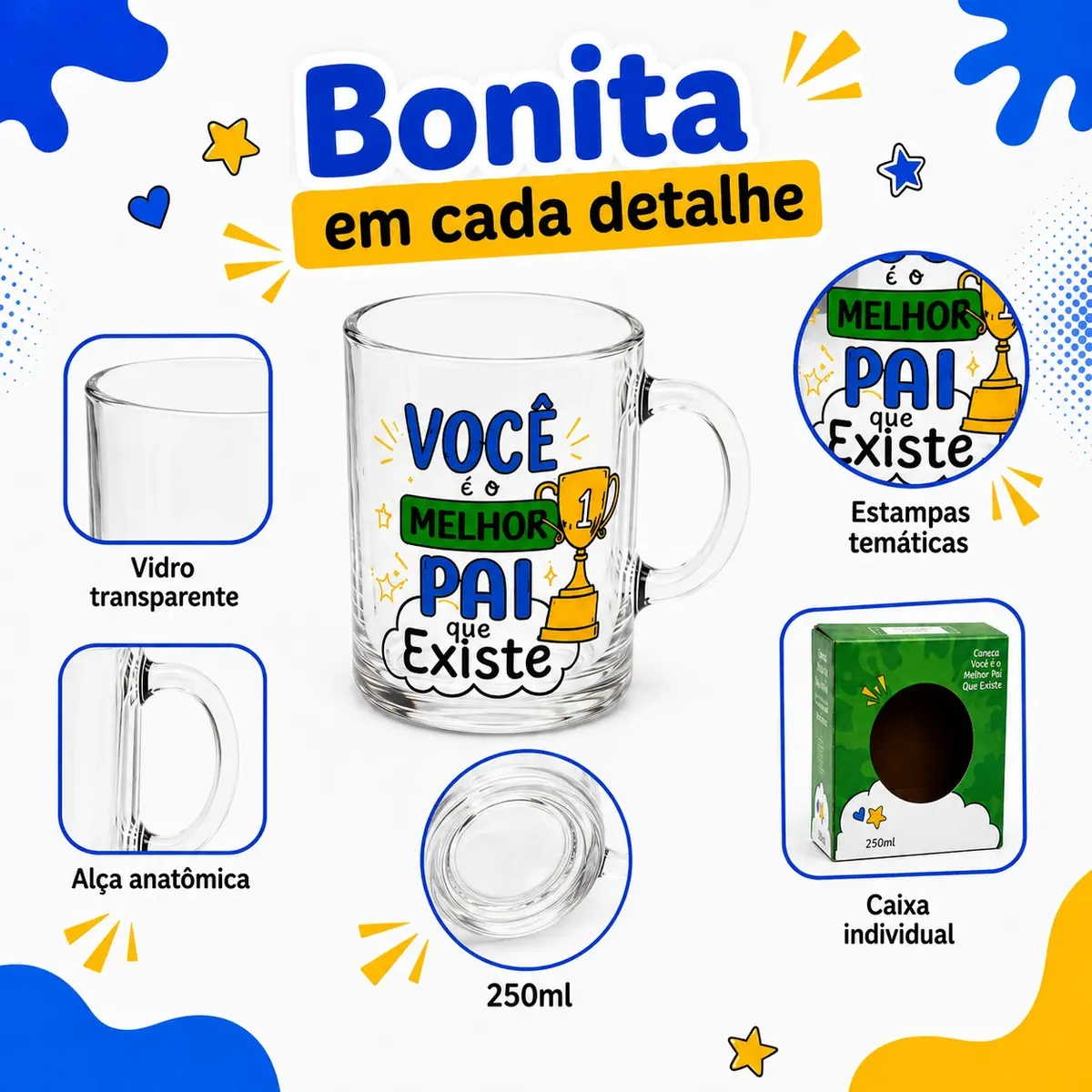 Kit 48 Canecas de Vidro Datas Especiais 320ml — foto 5