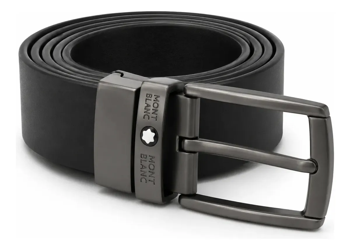 Cinto Mont Blanc Reversível Couro Preto e Marrom Masculino — foto 5