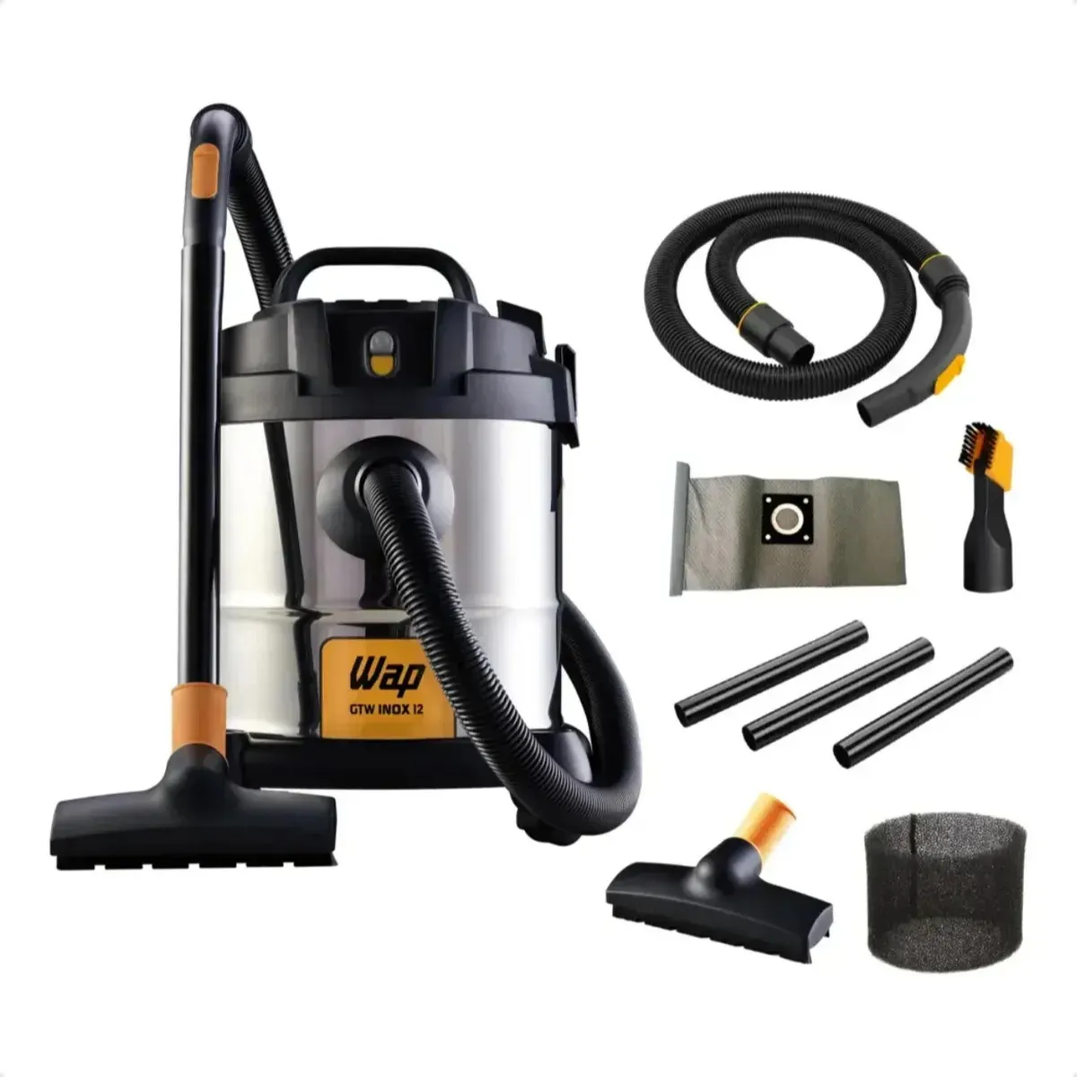 Aspirador de Pó e Água Wap GTW Inox 12L 1400W com Bocal de Sopro