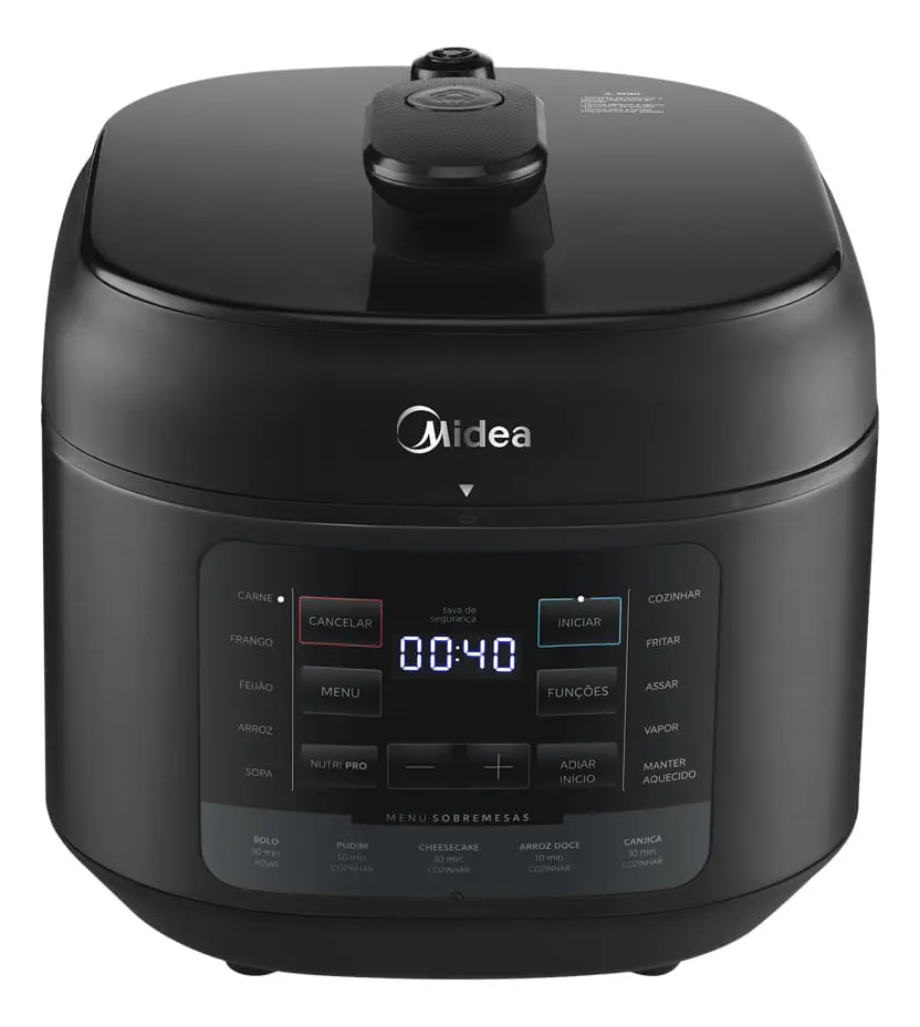 Panela de Pressão Elétrica 5L Nutri-pro Preta Midea 110/220V