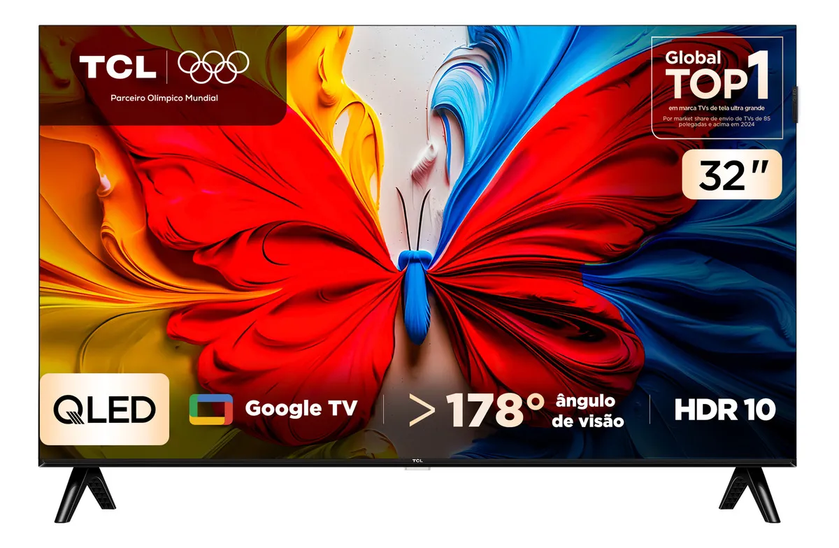 Smart TV TCL 32" HD QLED S5K com WiFi, Bluetooth e Google TV