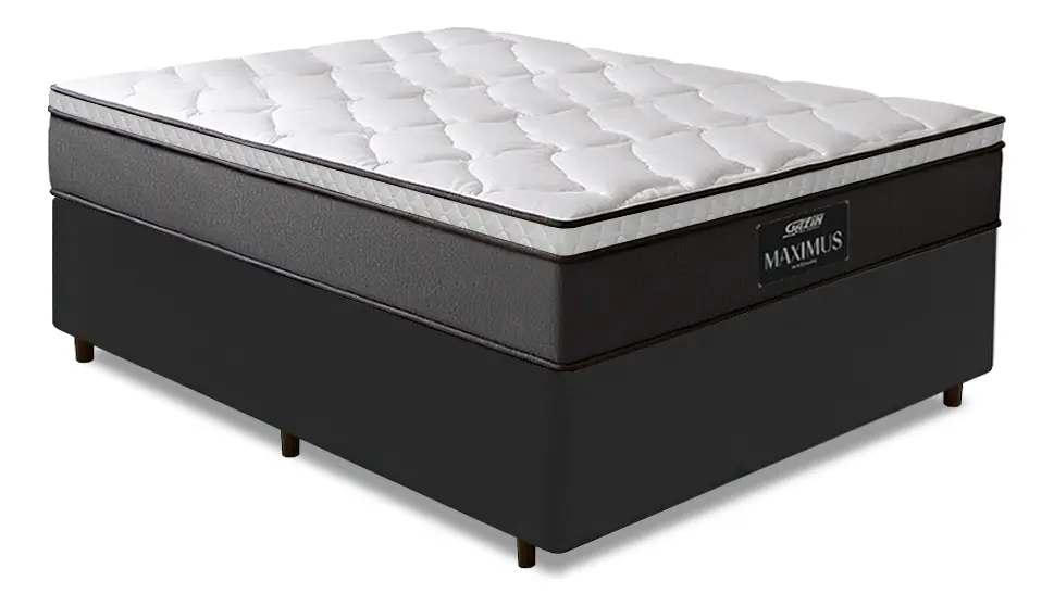 Cama Box Casal Gazin Maximus Molas Ensacadas 138x188cm - Cinza