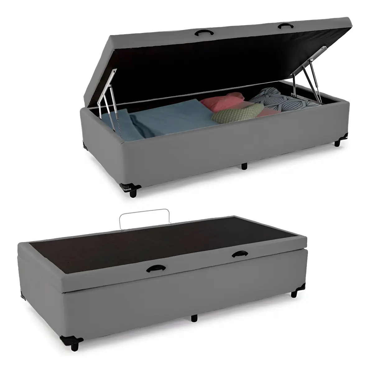 Cama Box Baú Solteiro Sereneprime Sintético Cinza 88x188x44