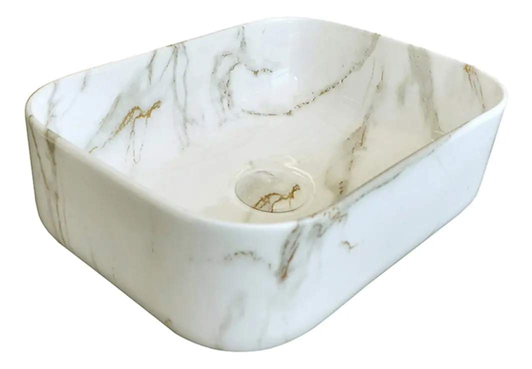 Cuba Pia de Apoio Cerâmica Marmorizada Retangular 30.5cm x 41cm