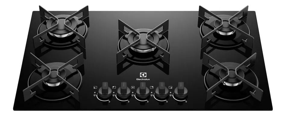 Cooktop a Gás Electrolux 5 Bocas Mesa de Vidro Efficient Aço Fosco