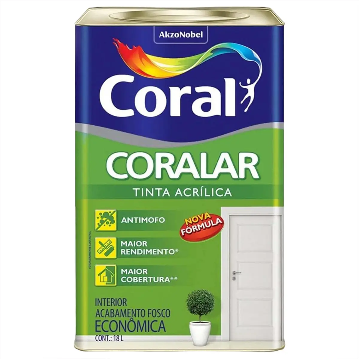 Tinta Acrílico Coralar Desempenho e Cobertura Branco Fosco 1,8L