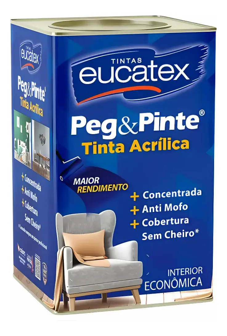 Tinta Acrílico Eucatex Pega Pint Parede - Lata 18 Litros