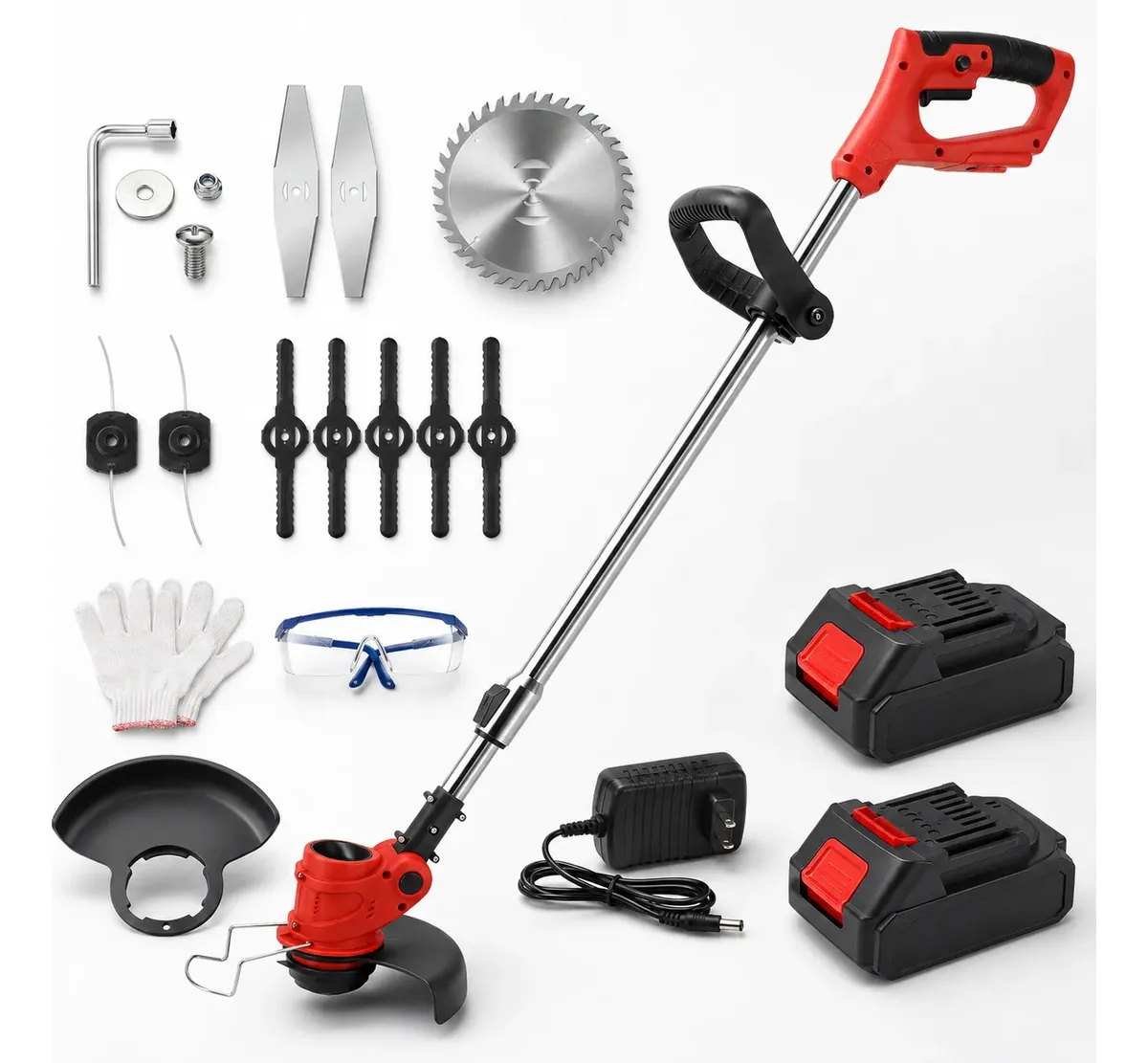 Aparador de Grama Sem Fio 21V 800W com 2 Baterias e Acessórios
