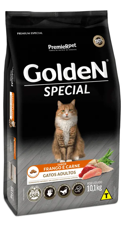 Ração Golden Special Gatos Adultos Frango e Carne 10,1 kg
