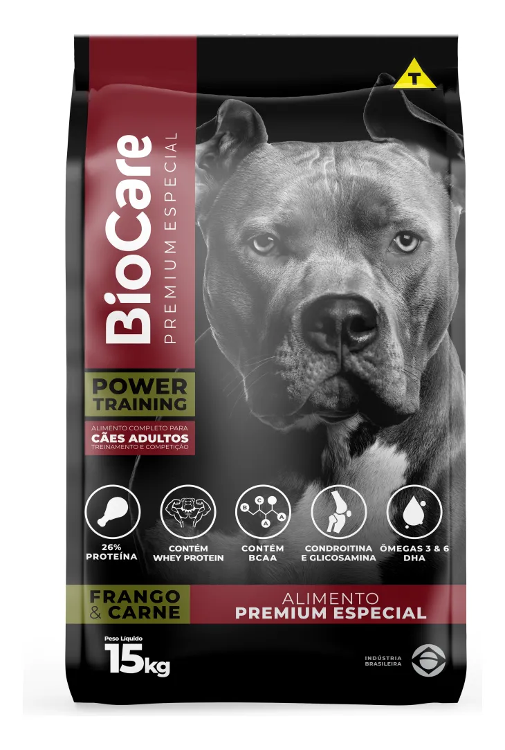 Ração Biocare Power Training Adulto 15kg - 26% Proteína