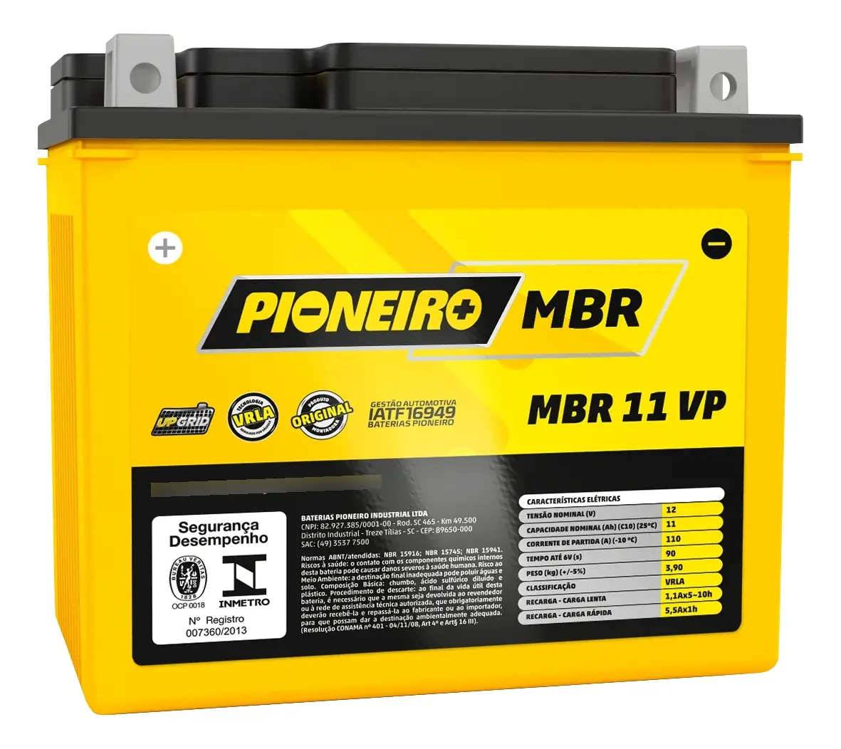 Bateria GS 1250 Pioneiro 11Ah 12V BTX11-BS (YTX12-BS)