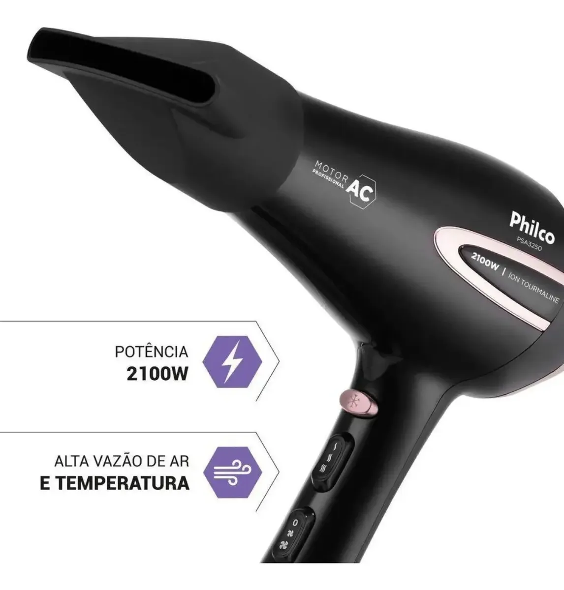 Secador de Cabelo Profissional Philco PSA3250 2100W com Difusor
