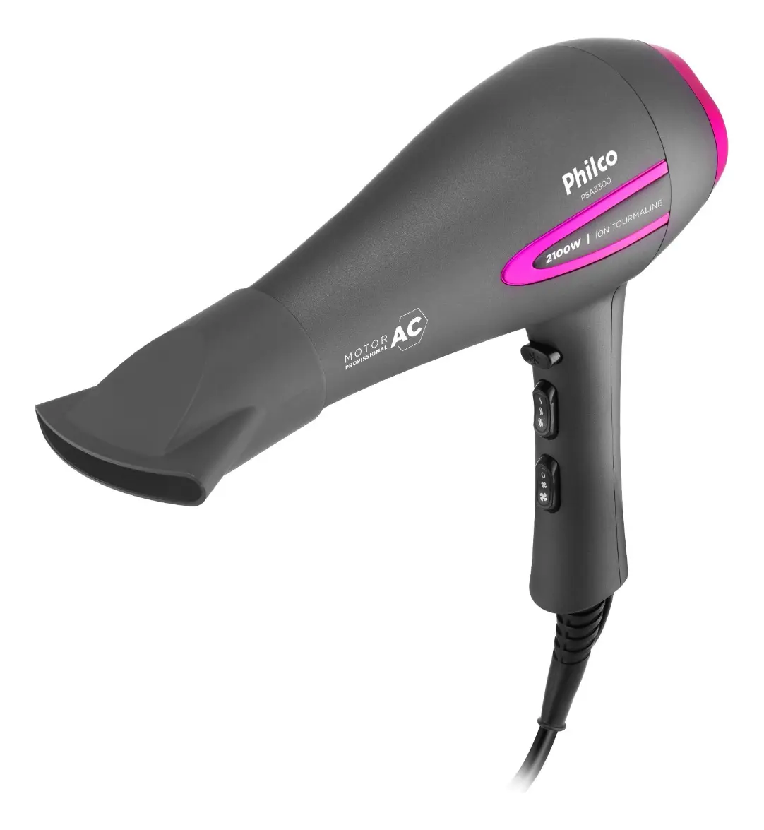 Secador de Cabelos Philco PSA3300 Íons Tourmaline 2100W Cinza