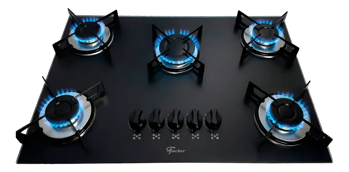 Cooktop Fischer 5 Bocas Vidro Temperado Acendimento Rápido Bivolt