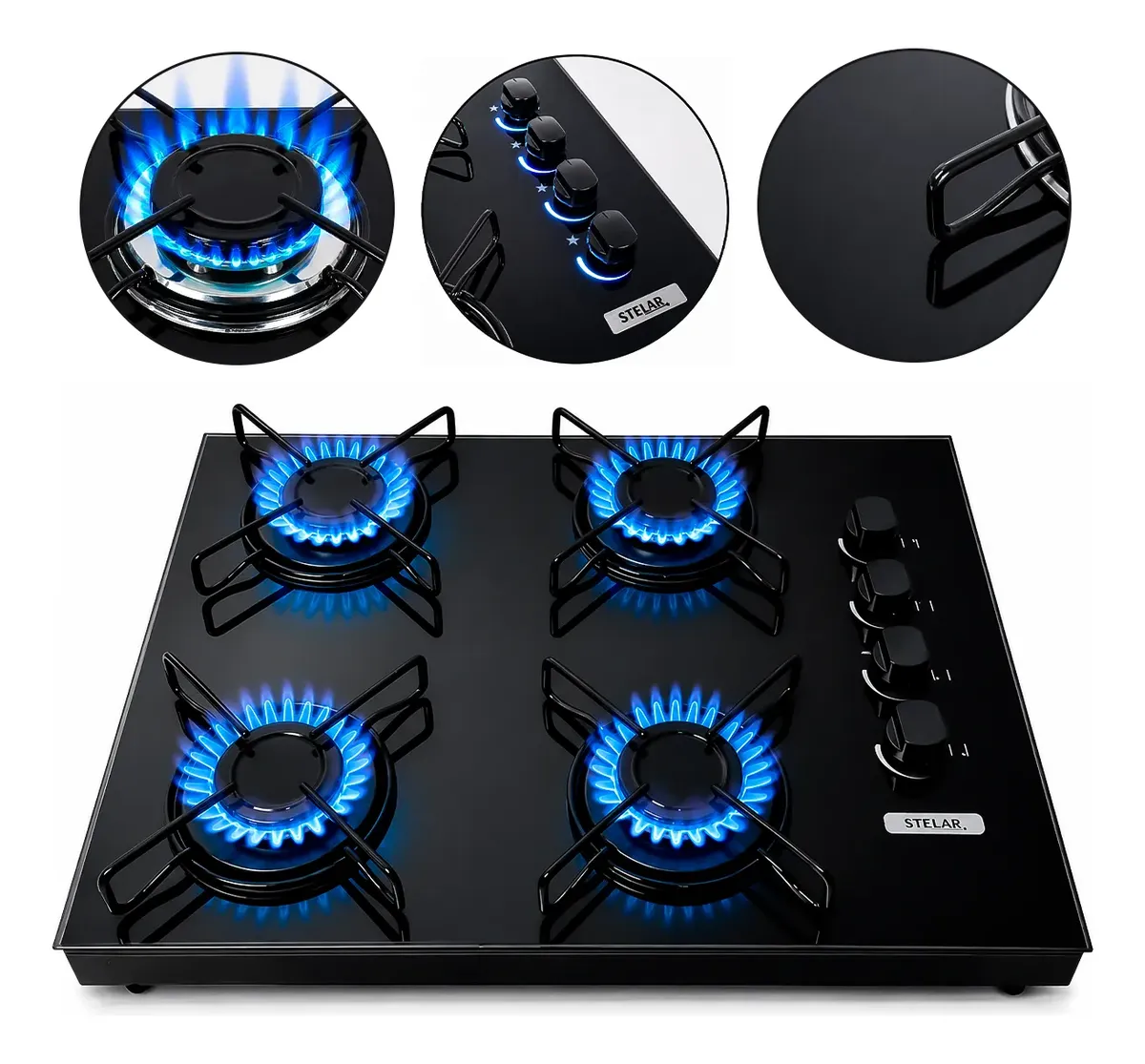 Fogão Cooktop de Mesa Portátil a Gás 4 Bocas Stelar Euro