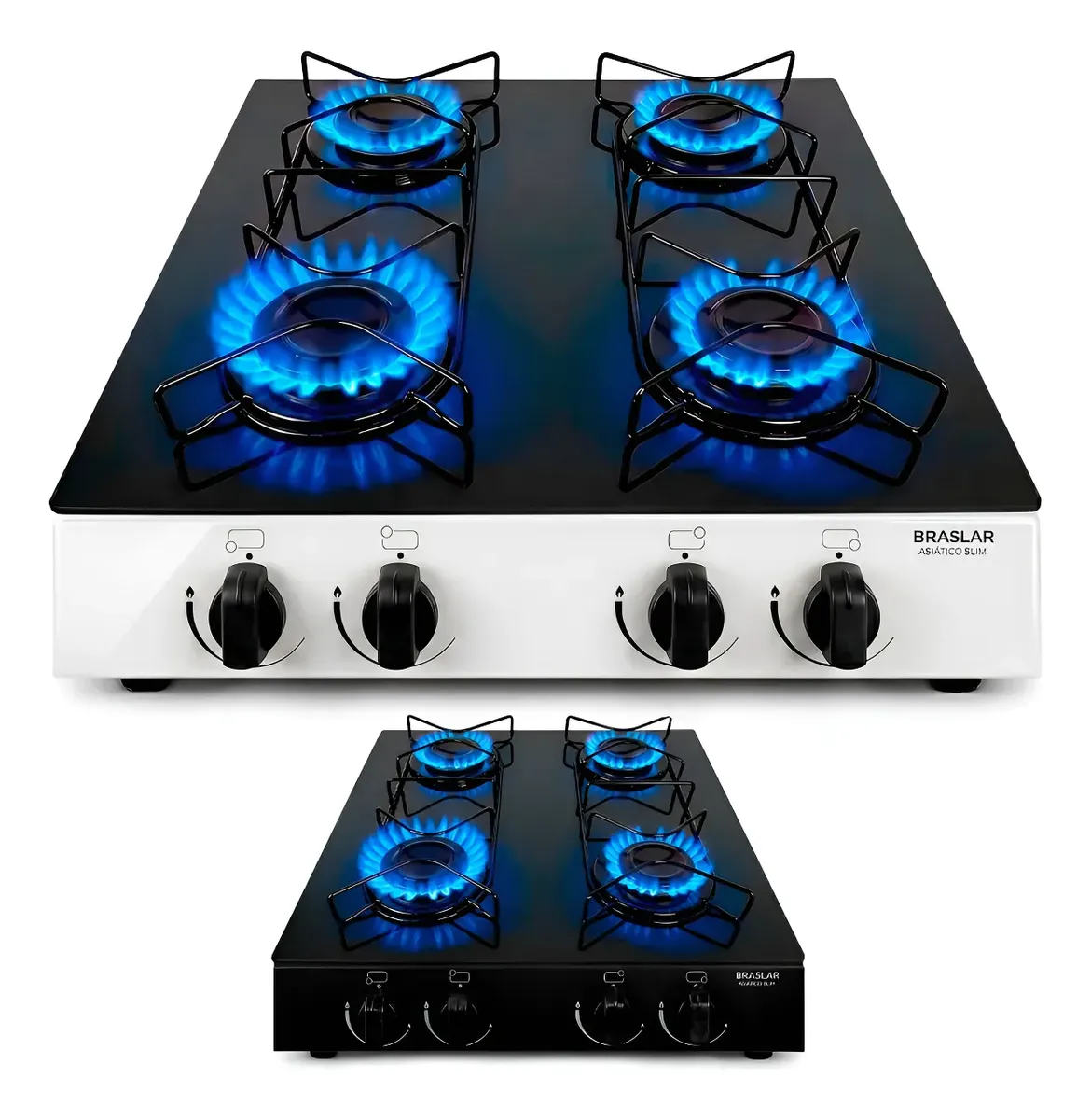 Fogão Cooktop Braslar Asiático Vidro 4 Bocas a Gás GLP