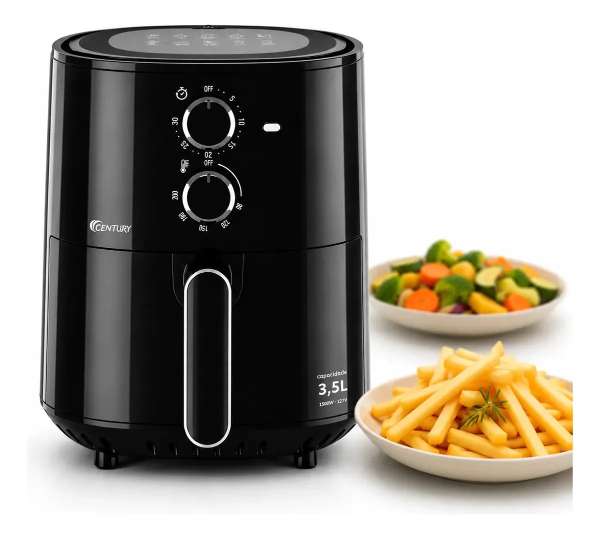 Fritadeira Elétrica Air Fryer Century 3,5L 1500W Sem Óleo