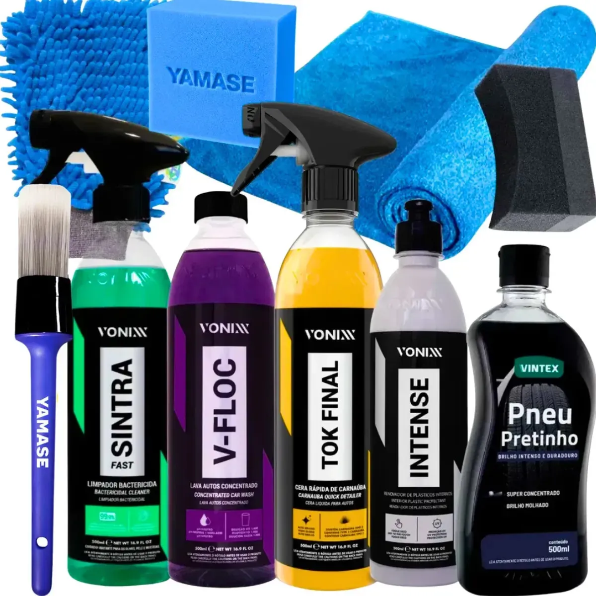 Kit Lavagem Vonix - Shampoo, Cera, Multi Limpador e Acessórios