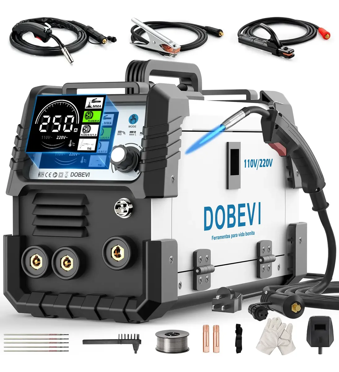Máquina de Solda Dobevi 3 em 1 Bivolt MMA MIG TIG com LCD