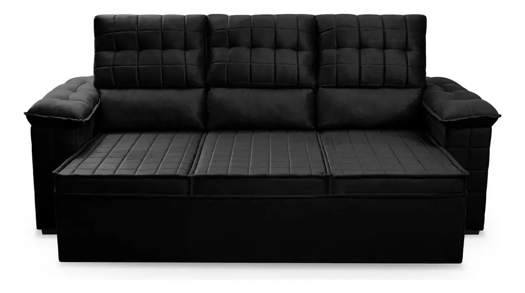 Sofá Retrátil Reclinável Quantum Preto 4 Lugares 2,30m