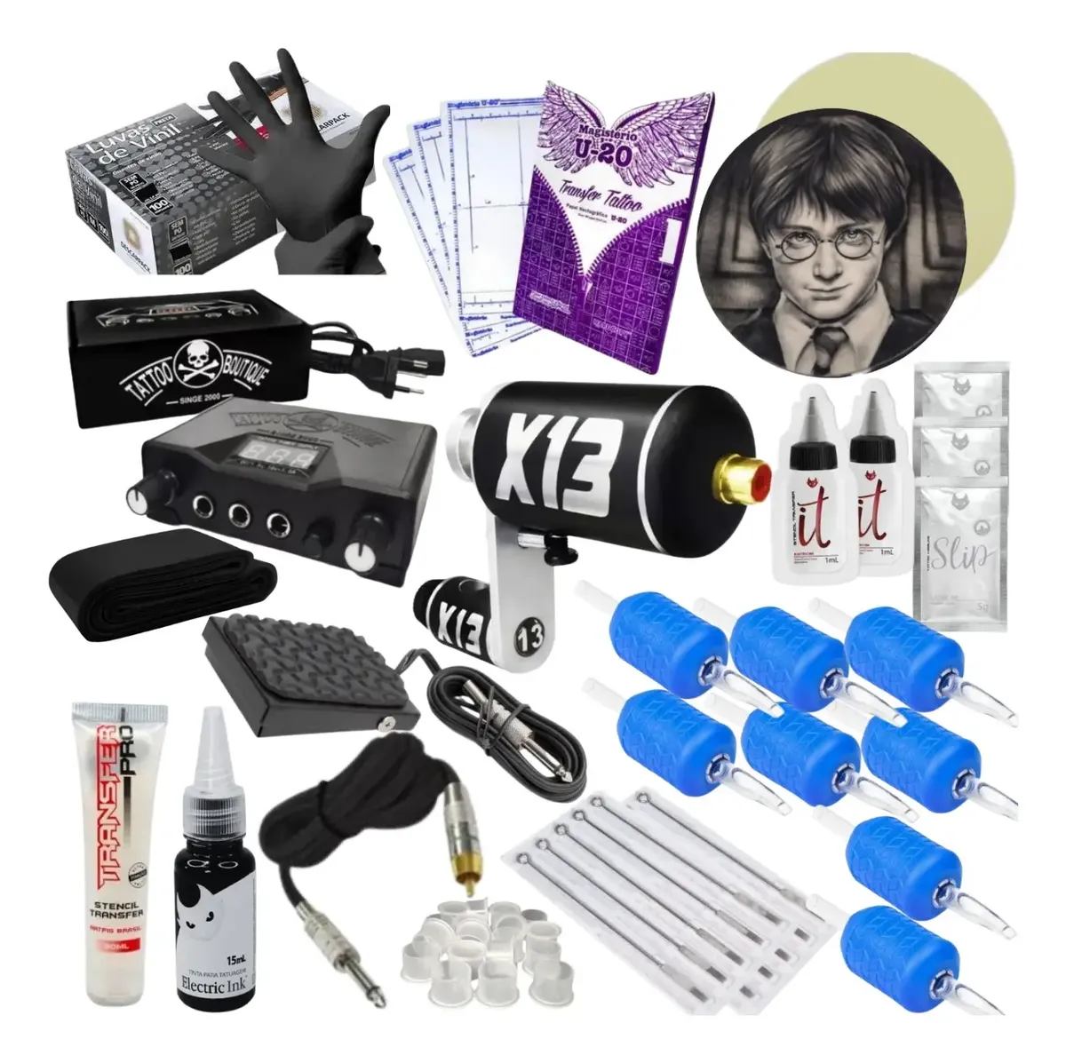 Kit Tatuagem Completo Máquina X13 Profissional Bivolt