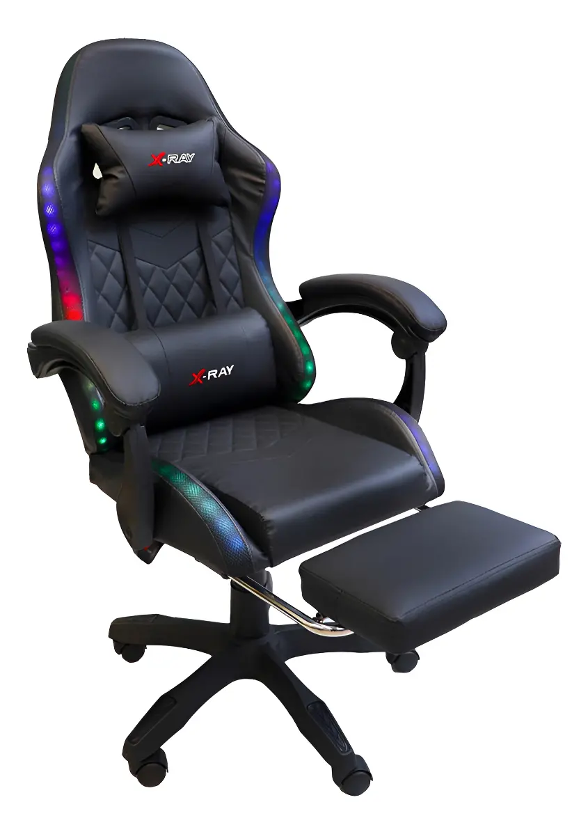 Cadeira Gamer X-ray Reclinável Ergonômica com LED - Cor Preta