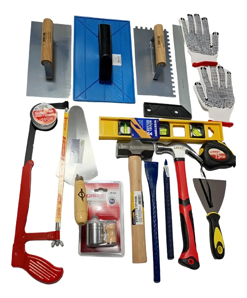 Kit de Ferramentas Manuais para Pedreiro - 16 Itens