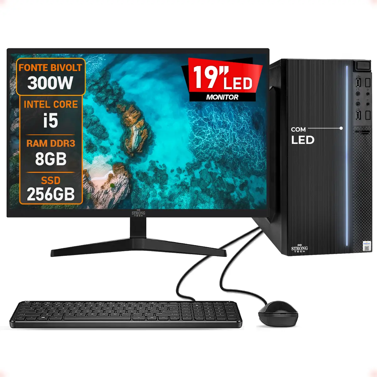 PC Completo Intel Core i5 8GB SSD 256GB Monitor 19" LED L2F