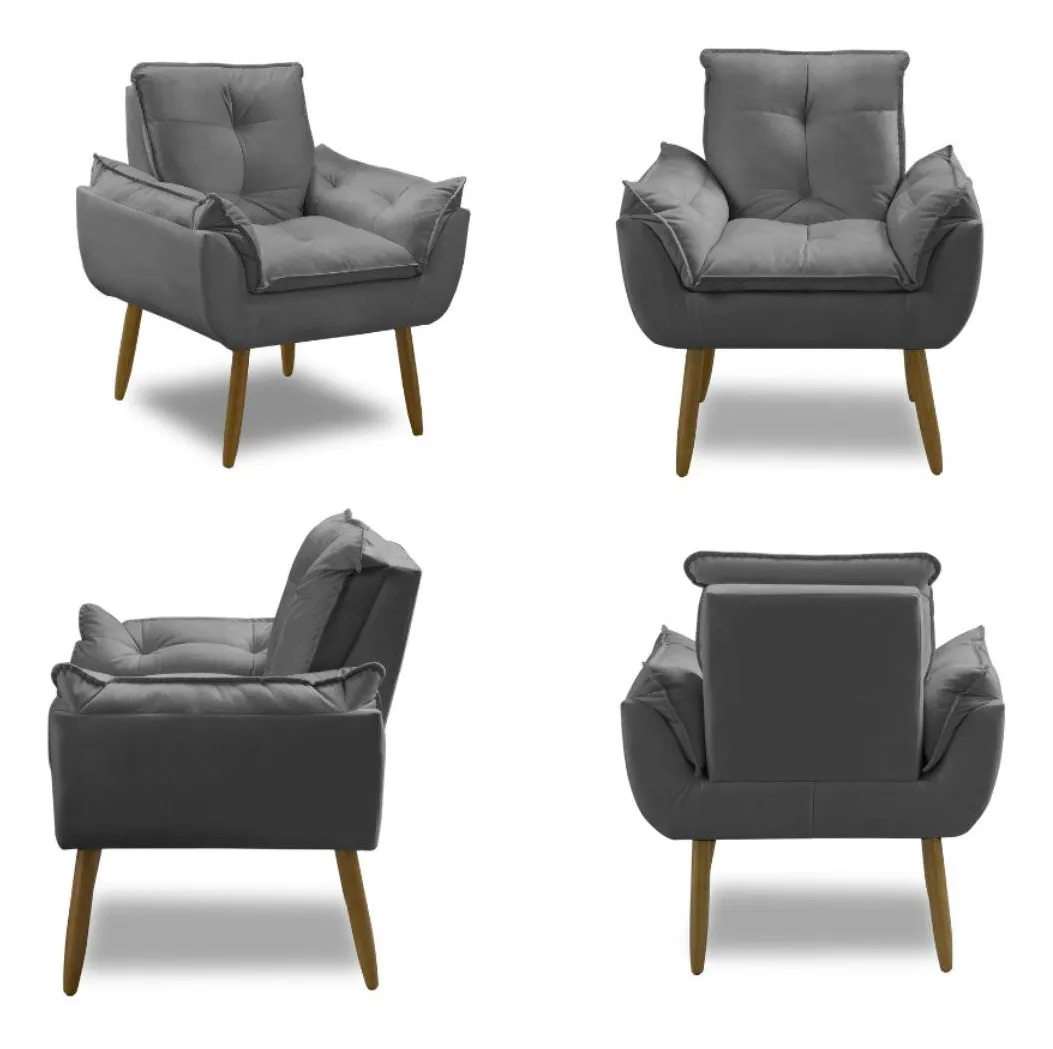 Poltrona Decorativa Opala Suede Arapongas Luxo