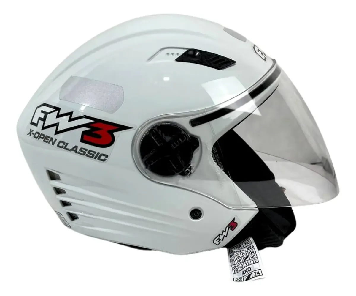 Capacete Aberto FW3 Viseira Cristal - Inmetro